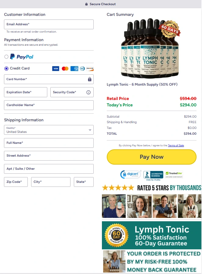 Lymph Tonic order page